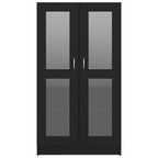 Armadietto con Vetrina Nero 82,5x30,5x150 cm Legno Multistrato