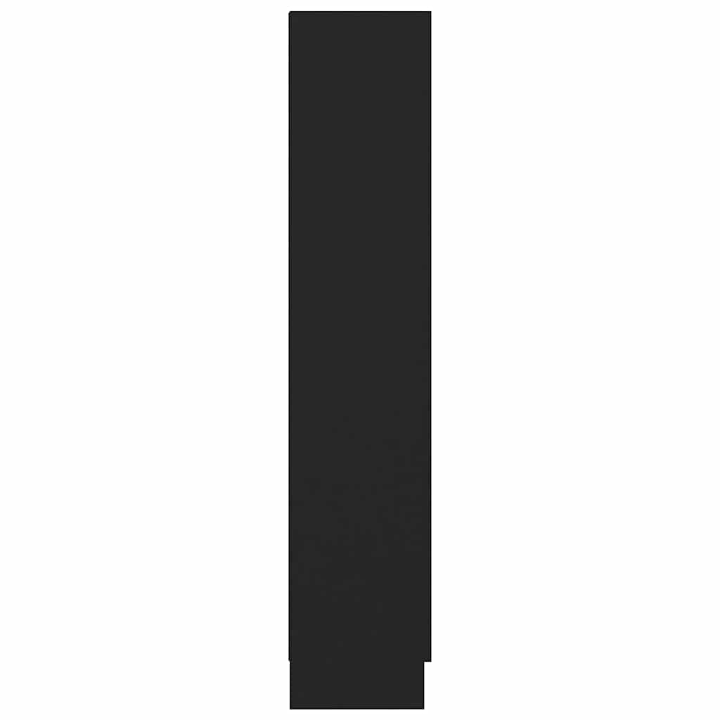 Armadietto con Vetrina Nero 82,5x30,5x150 cm Legno Multistrato