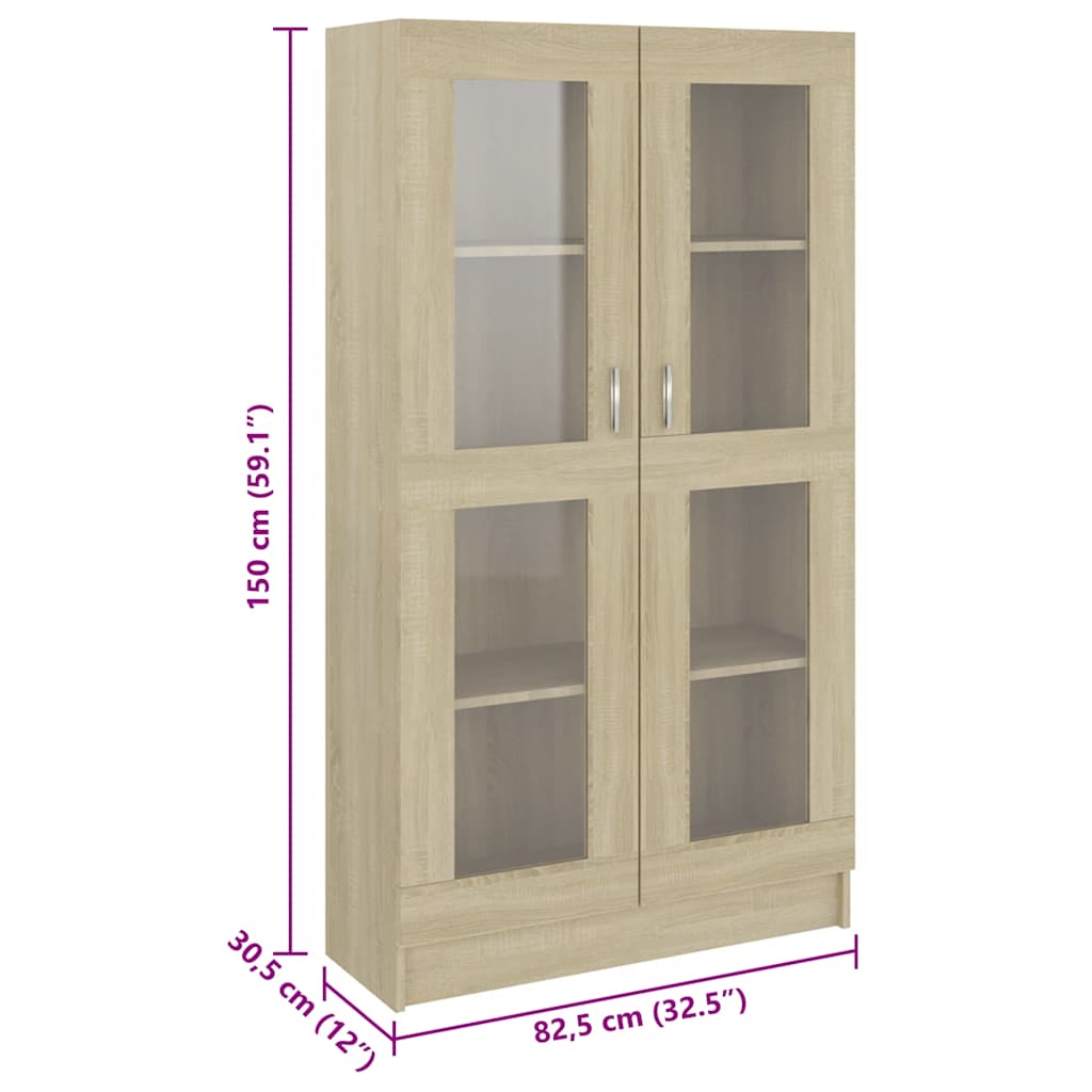 Armadietto Vetrina Rovere Sonoma 82,5x30,5x150 cm Multistrato