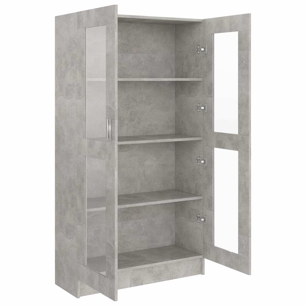 Armadietto Vetrina Grigio Cemento 82,5x30,5x150 cm Multistrato