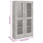 Armadietto Vetrina Grigio Cemento 82,5x30,5x150 cm Multistrato