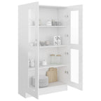 Armadietto Vetrina Bianco Lucido 82,5x30,5x150 cm Multistrato