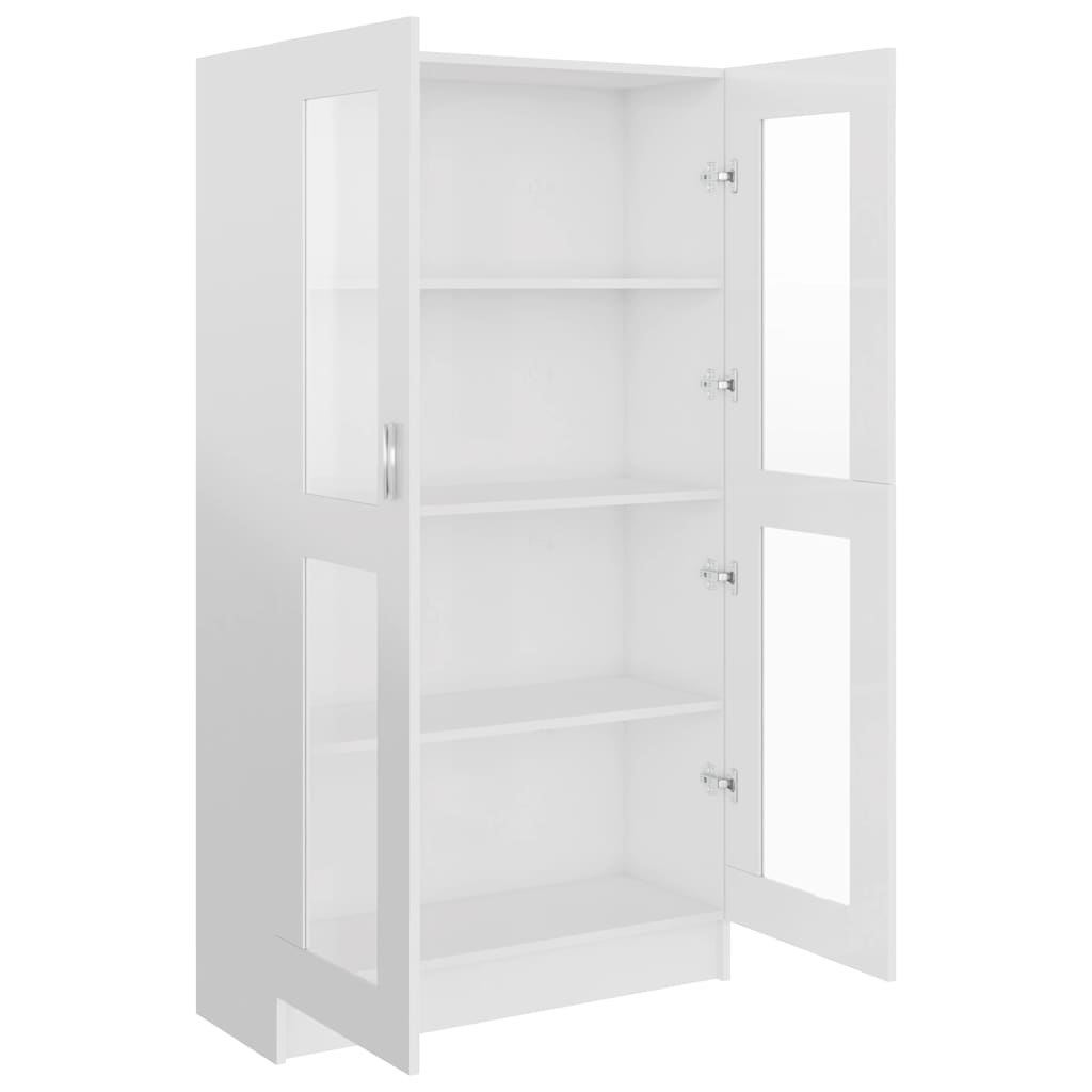 Armadietto Vetrina Bianco Lucido 82,5x30,5x150 cm Multistrato