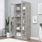 Armadietto Vetrina Grigio Cemento 82,5x30,5x185,5cm Multistrato