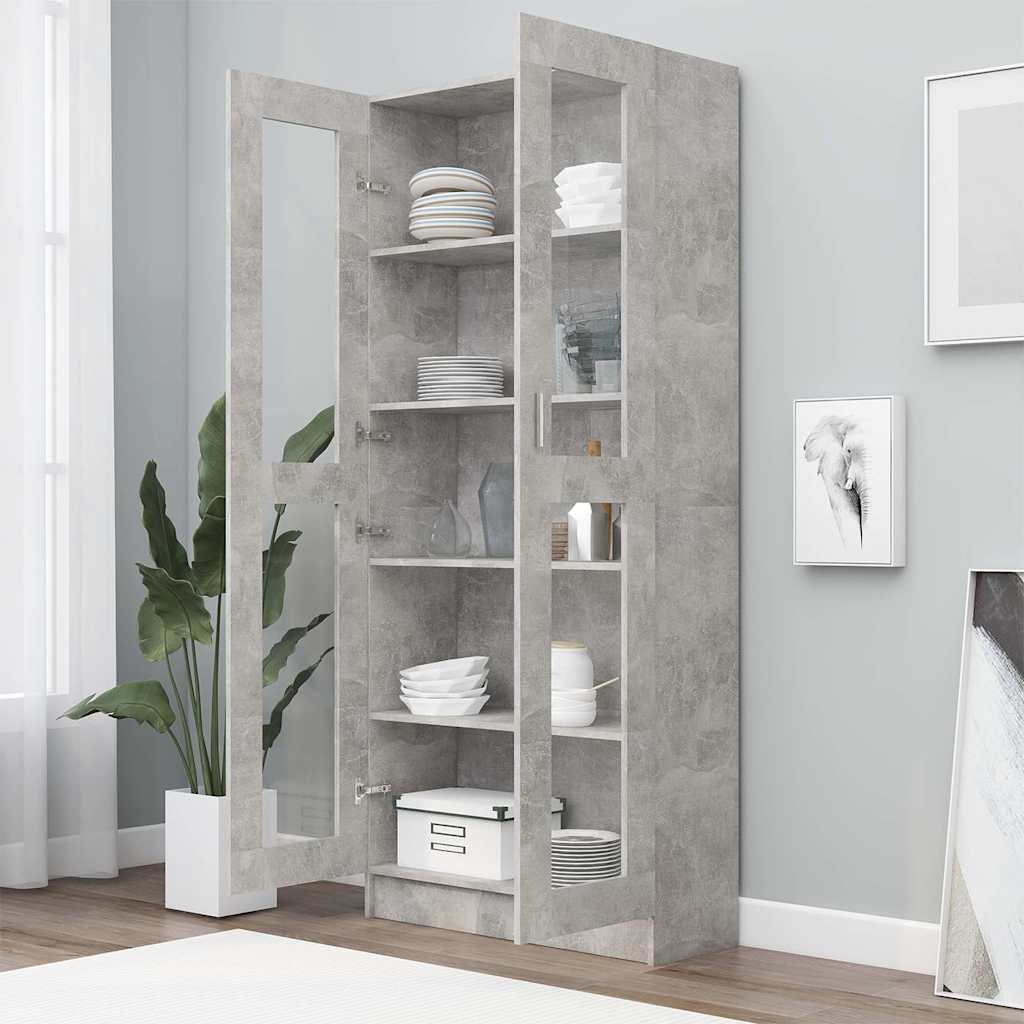 Armadietto Vetrina Grigio Cemento 82,5x30,5x185,5cm Multistrato
