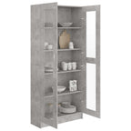 Armadietto Vetrina Grigio Cemento 82,5x30,5x185,5cm Multistrato