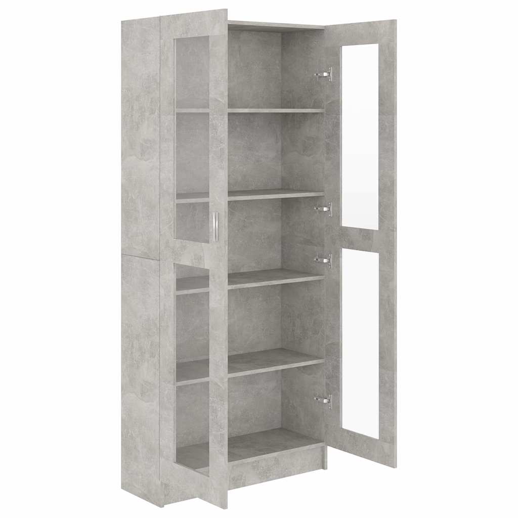 Armadietto Vetrina Grigio Cemento 82,5x30,5x185,5cm Multistrato