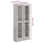 Armadietto Vetrina Grigio Cemento 82,5x30,5x185,5cm Multistrato