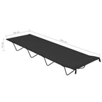 Lettino da Campeggio 180x60x19cm Tessuto Oxford e Acciaio Nero