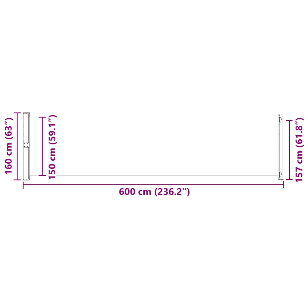 Tenda Laterale Retrattile per Patio 600x160 cm Marrone