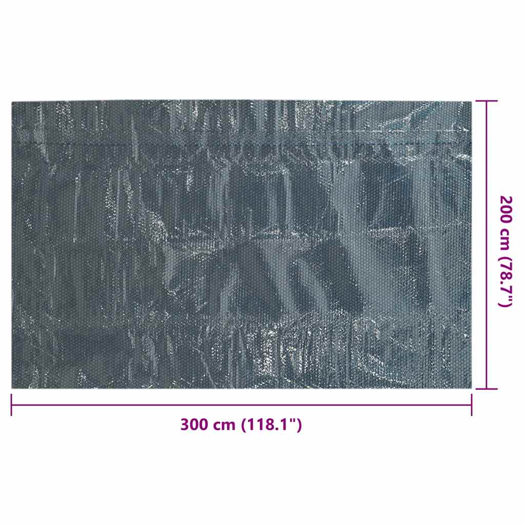 Pellicola Galleggiante Solare PE Piscina 300x200 cm Nero e Blu