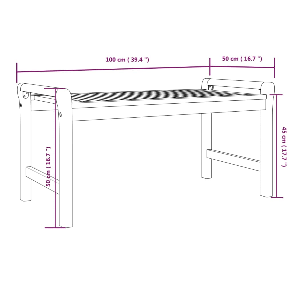 Tavolino da Salotto 100x50x50 cm in Legno Massello di Acacia