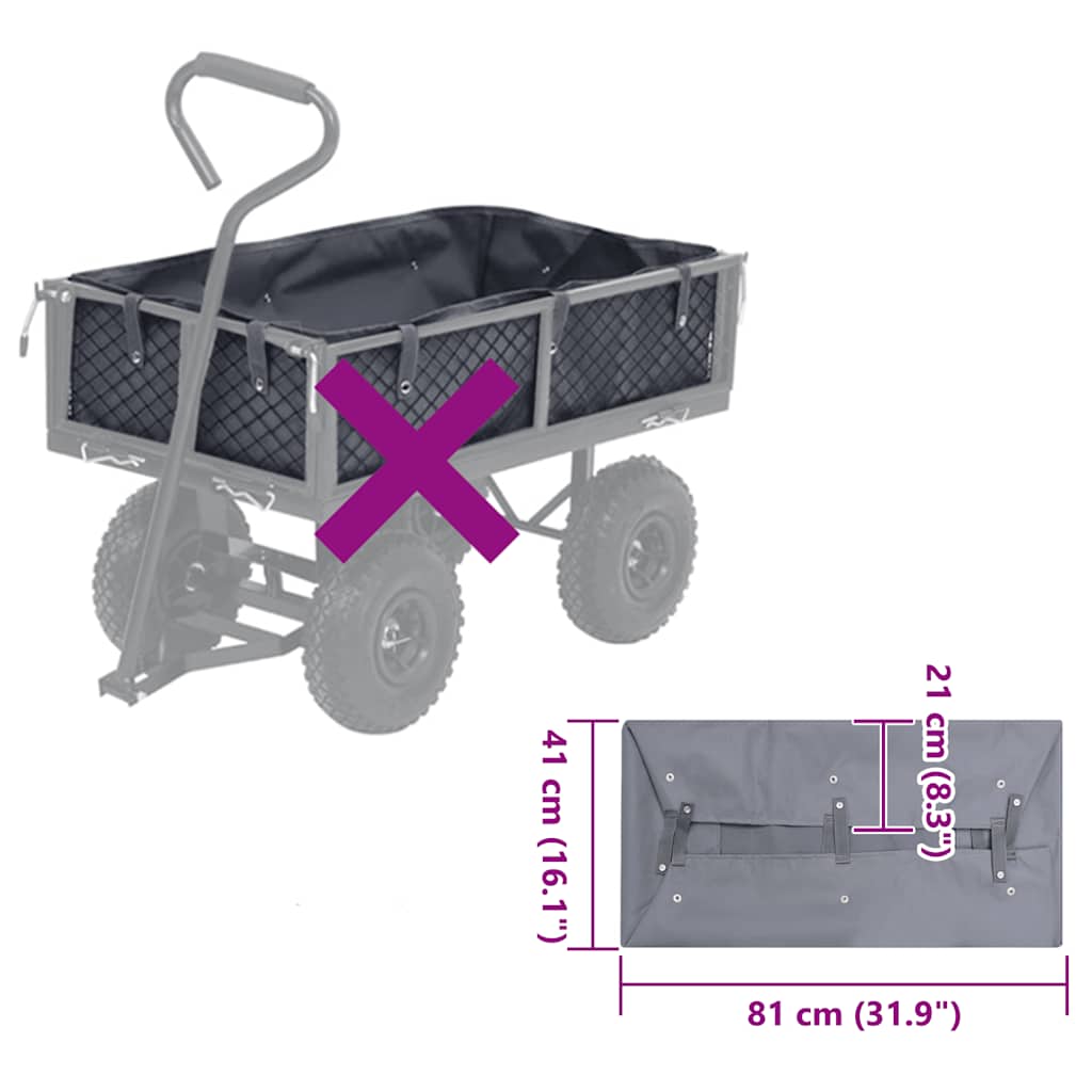 Telo per Carrello da Giardino Grigio Scuro 81x41x21 cm Tessuto