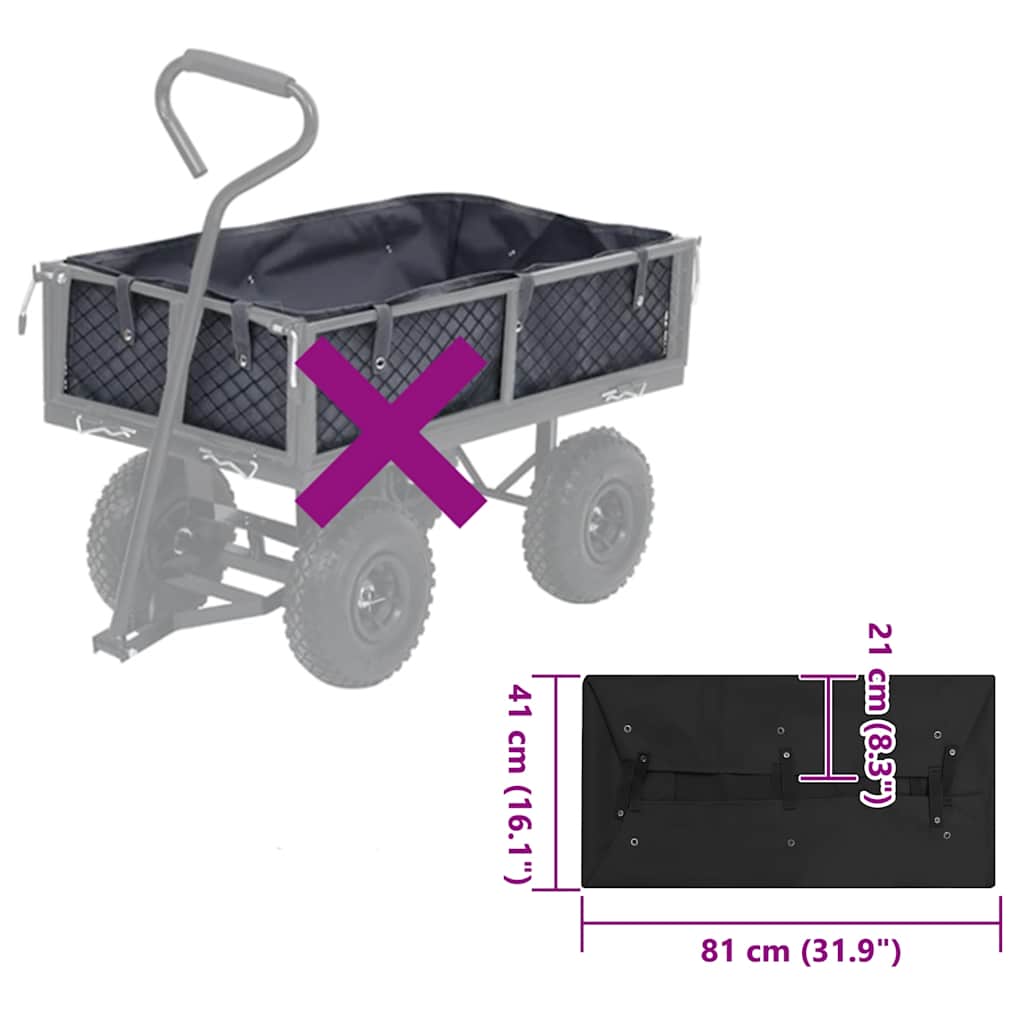 Telo per Carrello da Giardino Nero 81x41x21 cm in Tessuto