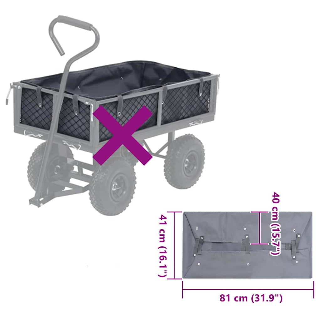 Telo per Carrello da Giardino Grigio Scuro 81x41x40 cm Tessuto