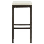 Sgabelli da Bar con Cuscini 2 pz Marroni in Polyrattan