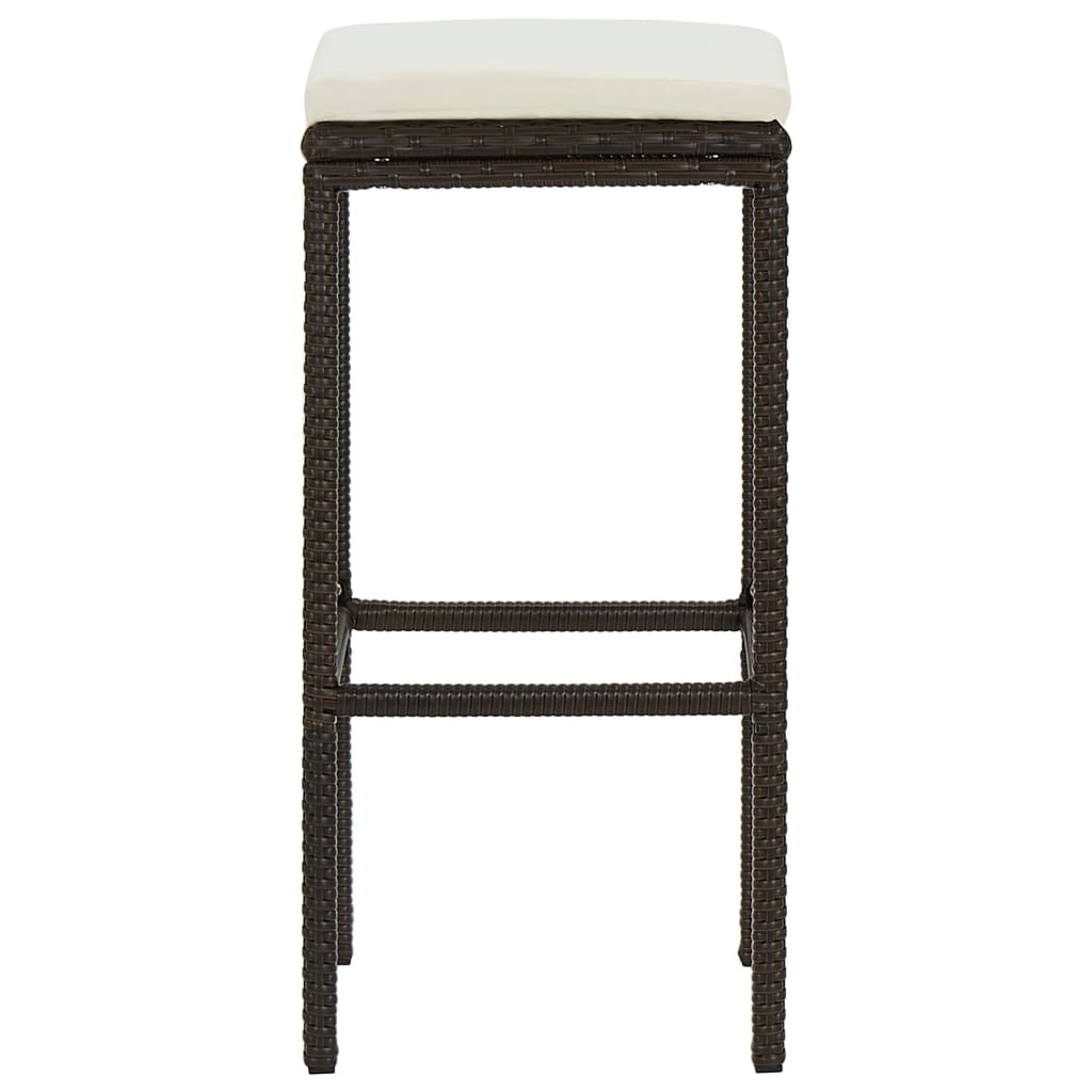 Sgabelli da Bar con Cuscini 2 pz Marroni in Polyrattan