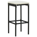 Sgabelli da Bar con Cuscini 3 pz Neri in Polyrattan
