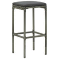 Sgabelli da Bar con Cuscini 3 pz Grigi in Polyrattan