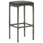 Sgabelli da Bar con Cuscini 3 pz Grigi in Polyrattan