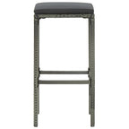 Sgabelli da Bar con Cuscini 3 pz Grigi in Polyrattan