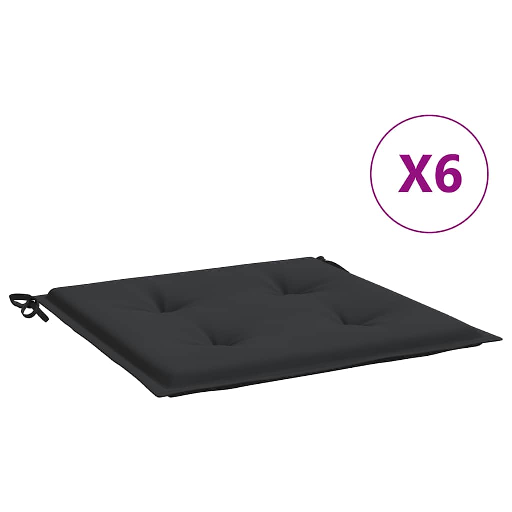 Cuscini per Sedia 6 pz Neri 40x40x4 cm in Tessuto Oxford