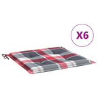 Cuscini per Sedia 6 pz a Quadri Rossi 40x40x4cm Tessuto Oxford