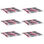 Cuscini per Sedia 6 pz a Quadri Rossi 40x40x4cm Tessuto Oxford
