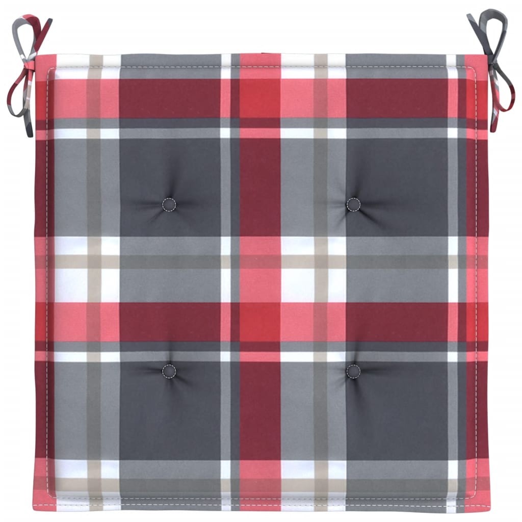 Cuscini per Sedia 6 pz a Quadri Rossi 40x40x4cm Tessuto Oxford
