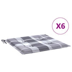Cuscini per Sedia 6 pz a Quadri Grigi 40x40x4cm Tessuto Oxford