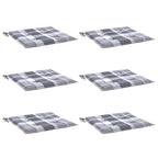Cuscini per Sedia 6 pz a Quadri Grigi 40x40x4cm Tessuto Oxford
