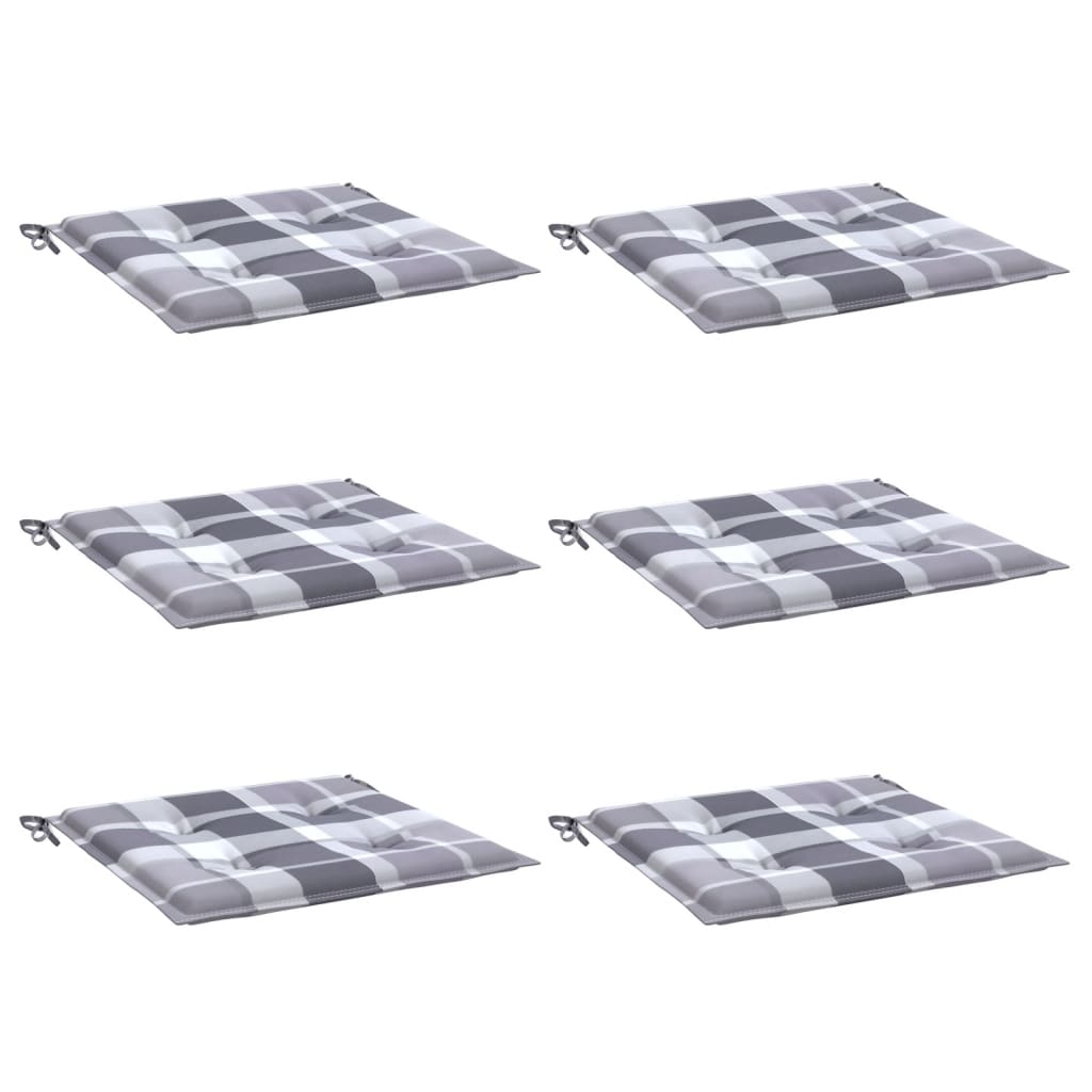 Cuscini per Sedia 6 pz a Quadri Grigi 40x40x4cm Tessuto Oxford