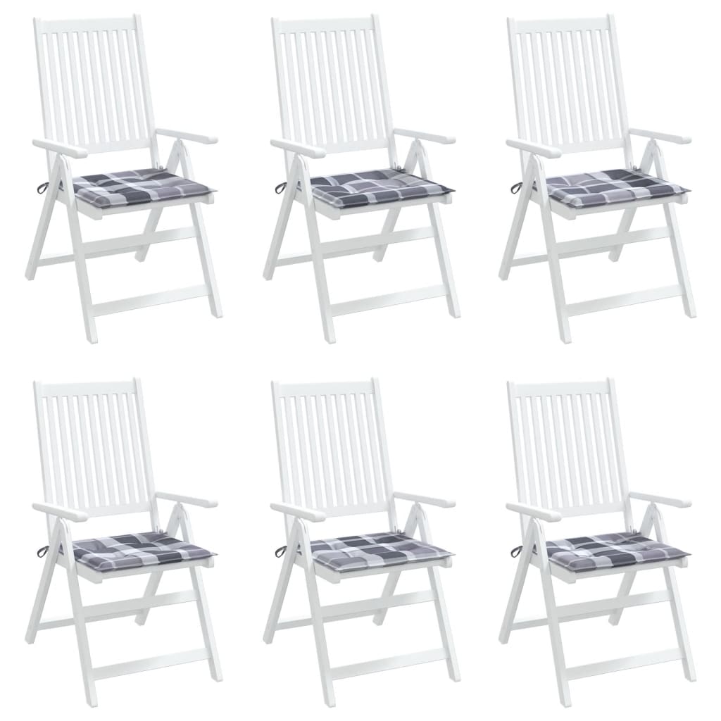 Cuscini per Sedia 6 pz a Quadri Grigi 40x40x4cm Tessuto Oxford