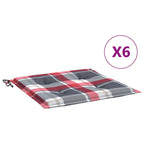 Cuscini per Sedia 6 pz a Quadri Rossi 50x50x4 cm Tessuto Oxford