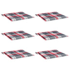 Cuscini per Sedia 6 pz a Quadri Rossi 50x50x4 cm Tessuto Oxford