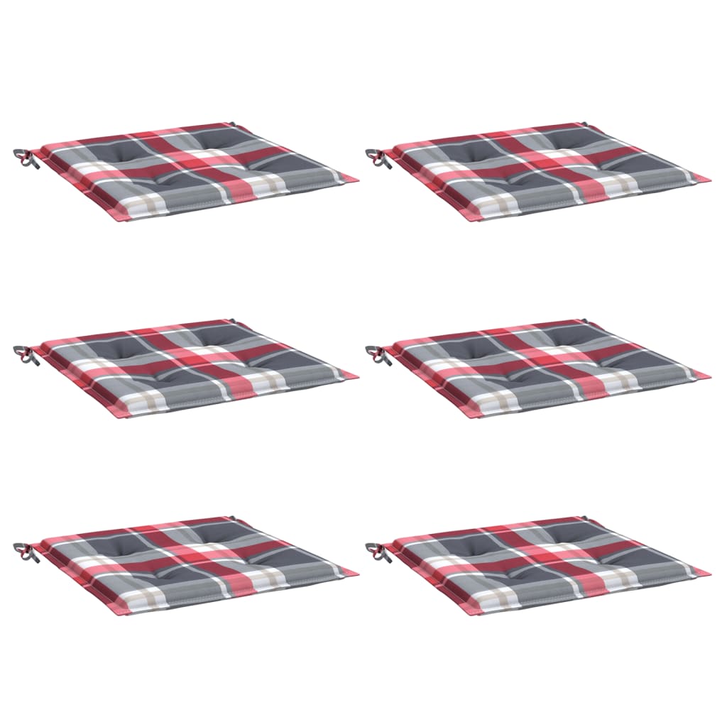 Cuscini per Sedia 6 pz a Quadri Rossi 50x50x4 cm Tessuto Oxford
