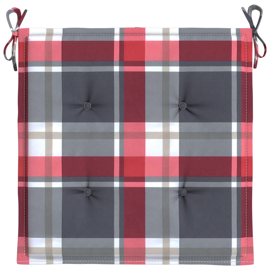 Cuscini per Sedia 6 pz a Quadri Rossi 50x50x4 cm Tessuto Oxford