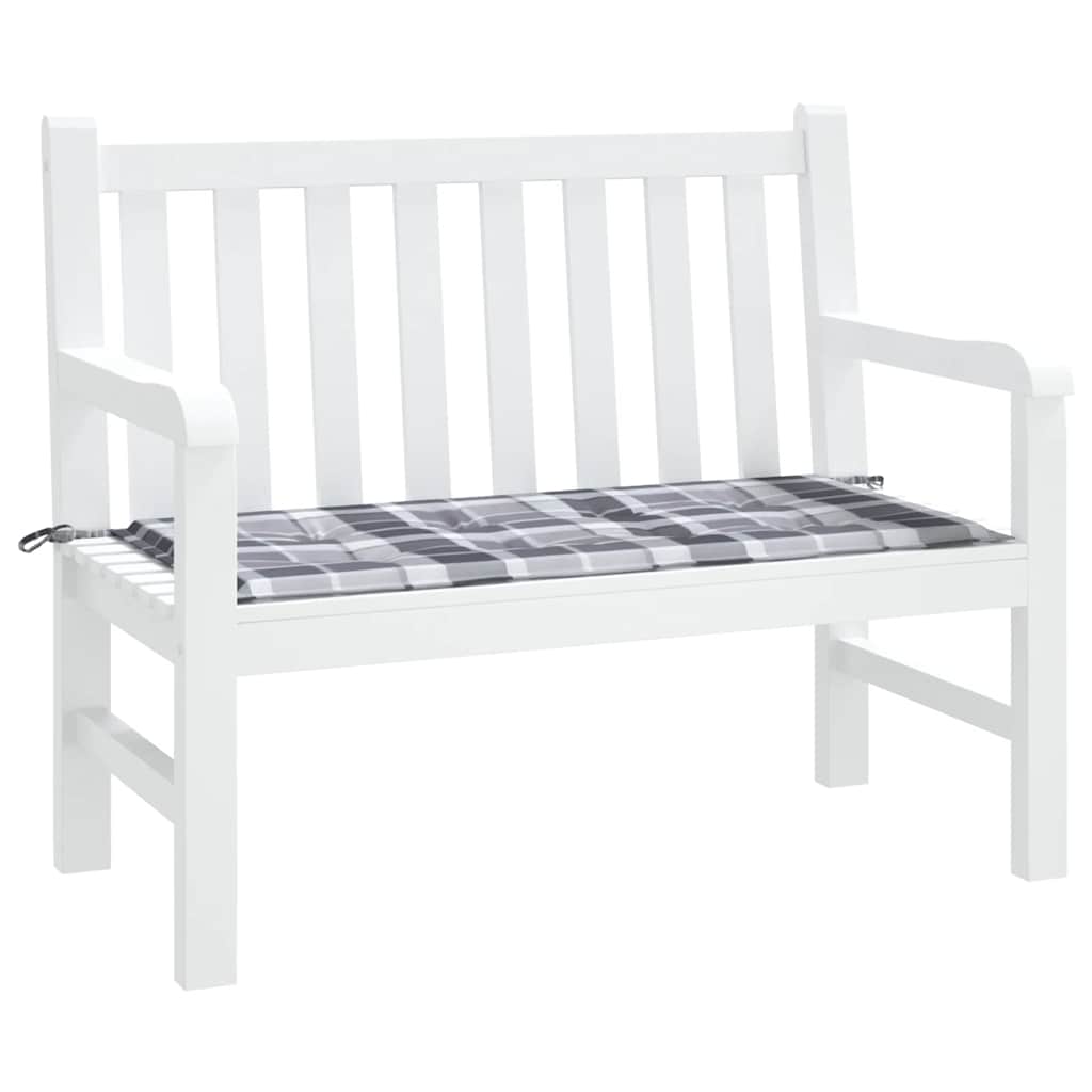 Cuscino per Panca a Quadri Grigi 100x50x3cm Tessuto Oxford