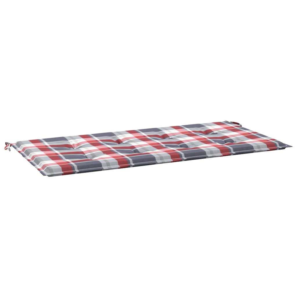 Cuscino per Panca a Quadri Rossi 120x50x3 cm Tessuto Oxford