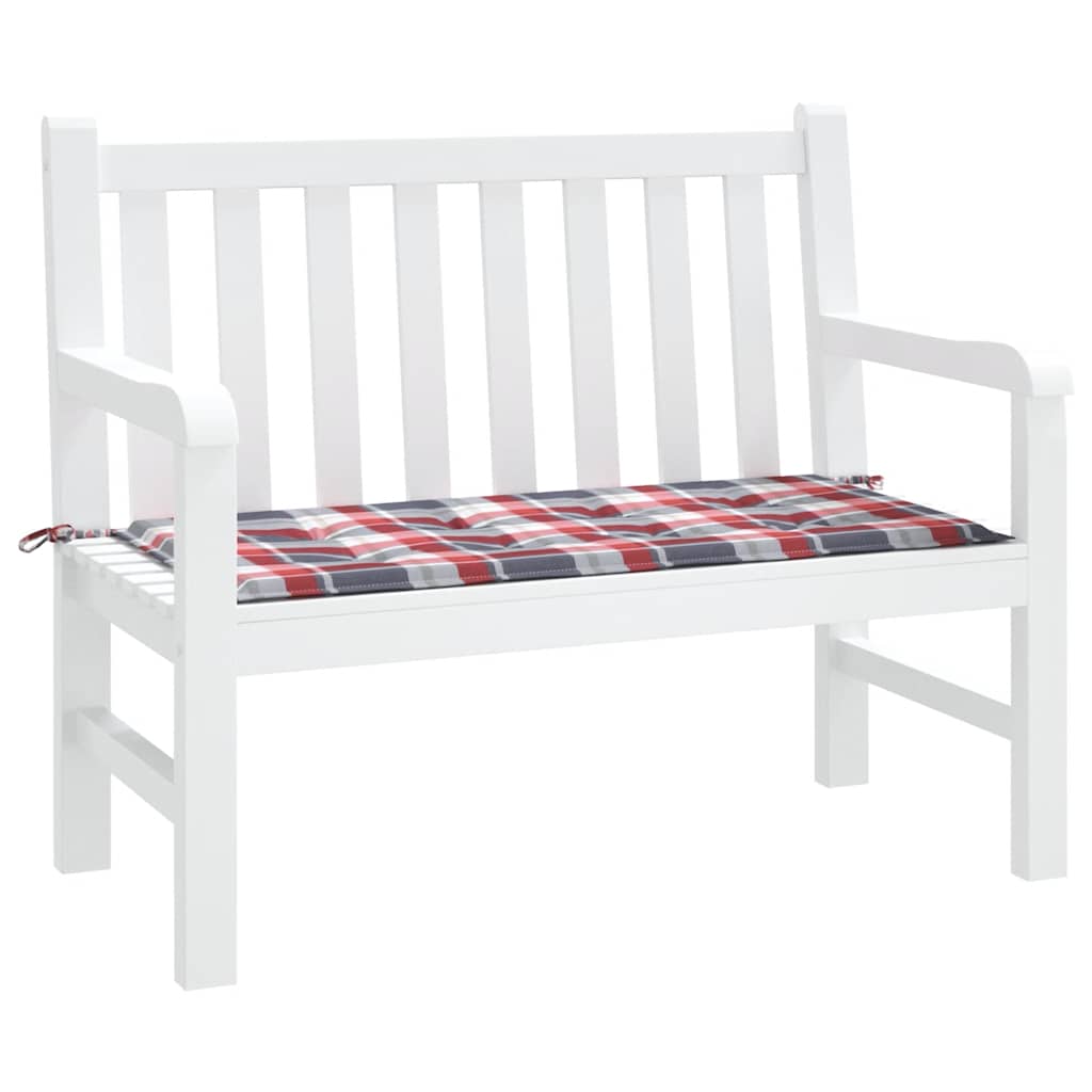 Cuscino per Panca a Quadri Rossi 120x50x3 cm Tessuto Oxford