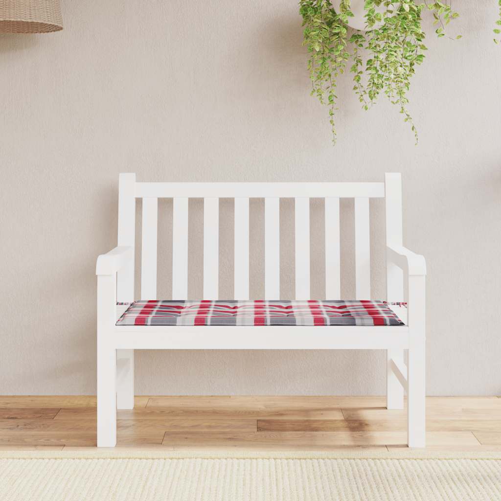 Cuscino per Panca a Quadri Rossi 120x50x3 cm Tessuto Oxford
