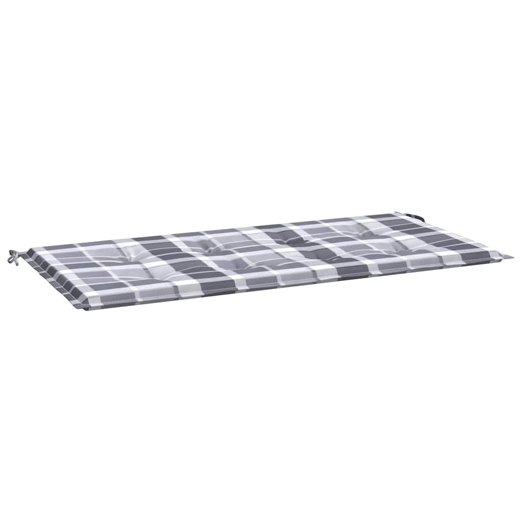 Cuscino per Panca a Quadri Grigi 120x50x4 cm Tessuto Oxford