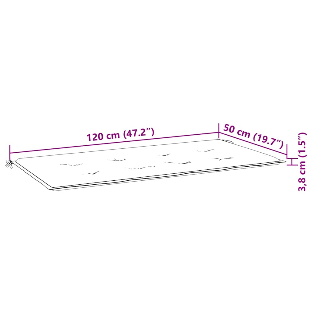 Cuscino per Panca a Quadri Grigi 120x50x4 cm Tessuto Oxford