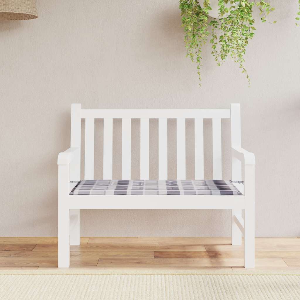 Cuscino per Panca a Quadri Grigi 120x50x4 cm Tessuto Oxford