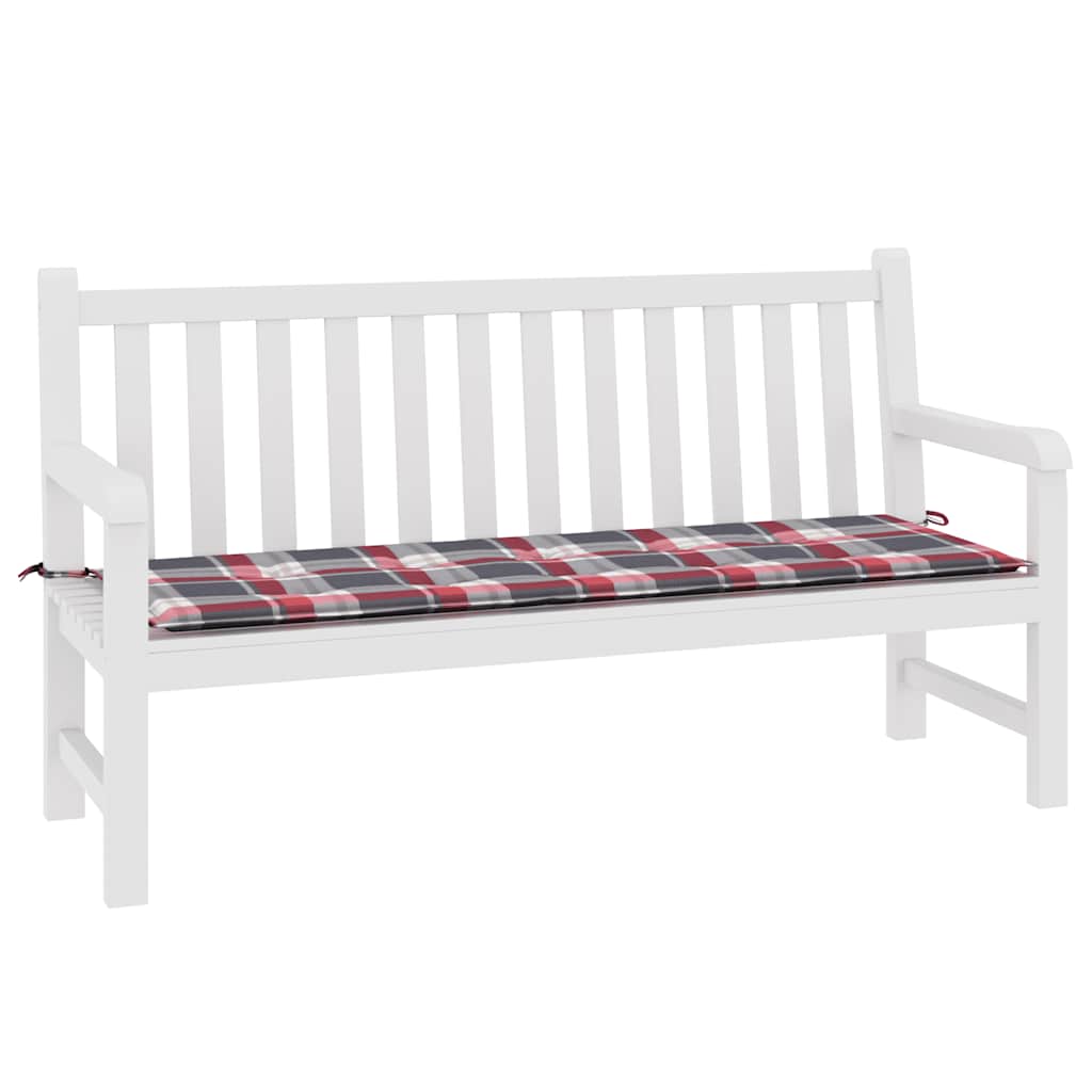 Cuscino per Panca a Quadri Rossi 150x50x4 cm Tessuto Oxford