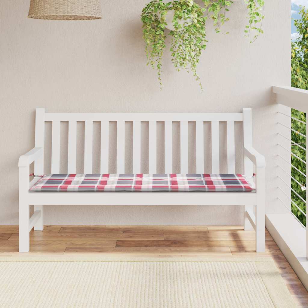 Cuscino per Panca a Quadri Rossi 150x50x4 cm Tessuto Oxford
