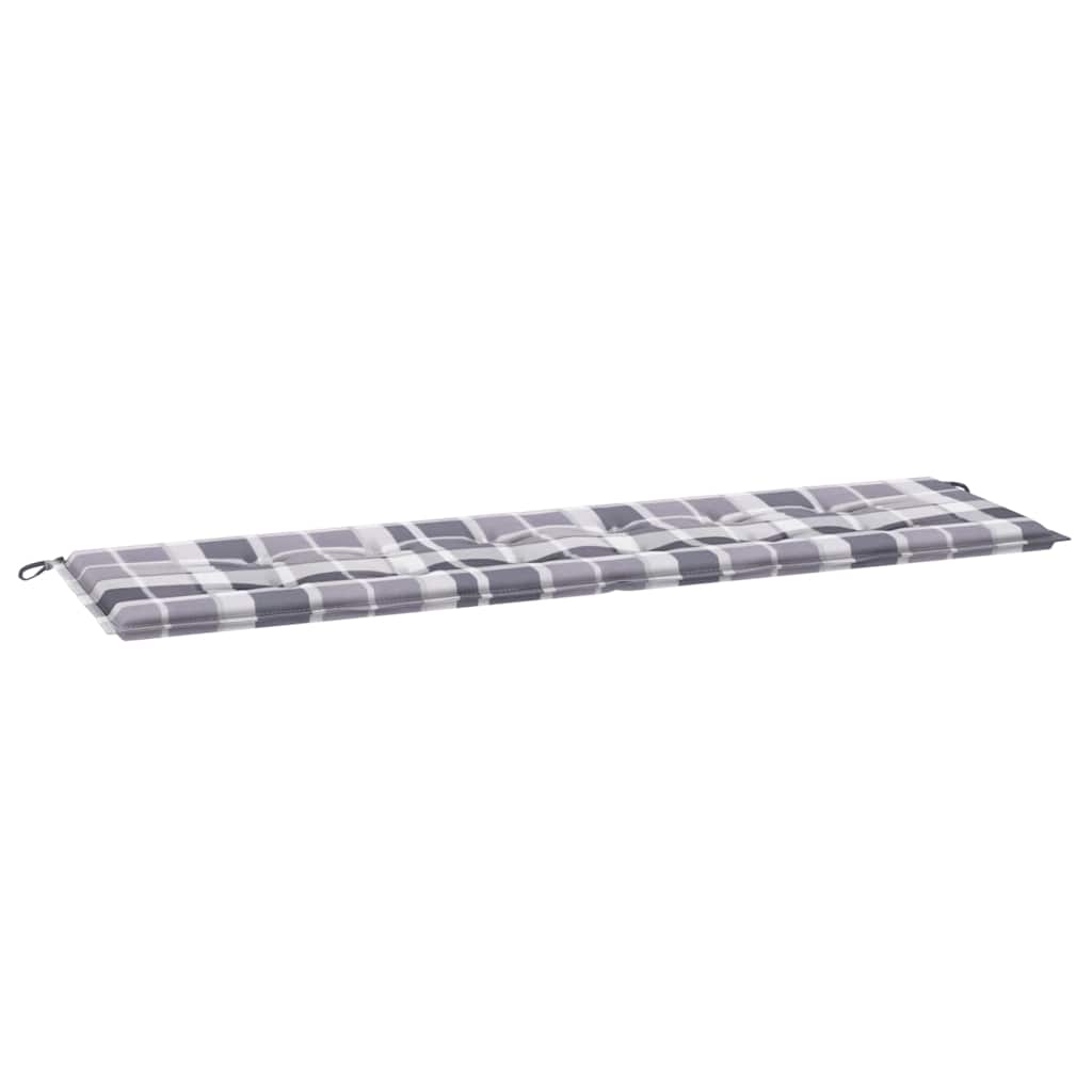 Cuscino per Panca a Quadri Grigi 180x50x4 cm Tessuto Oxford