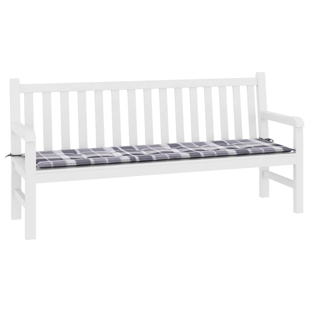 Cuscino per Panca a Quadri Grigi 180x50x4 cm Tessuto Oxford