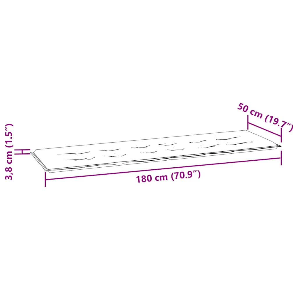 Cuscino per Panca a Quadri Grigi 180x50x4 cm Tessuto Oxford