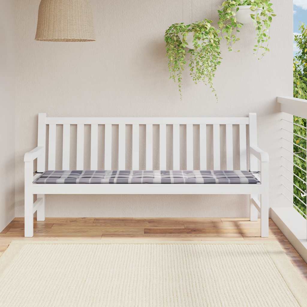 Cuscino per Panca a Quadri Grigi 180x50x4 cm Tessuto Oxford